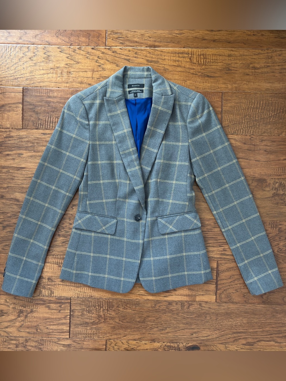 Grey and Yellow Plaid Blazer